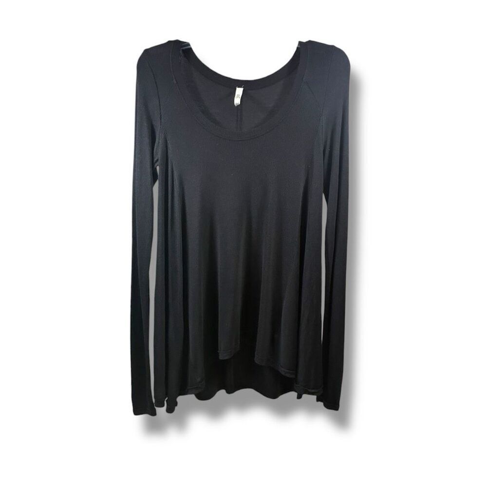 Free People Long Sleeve Scoop Neck Ribbed Tunic in Black Size XS